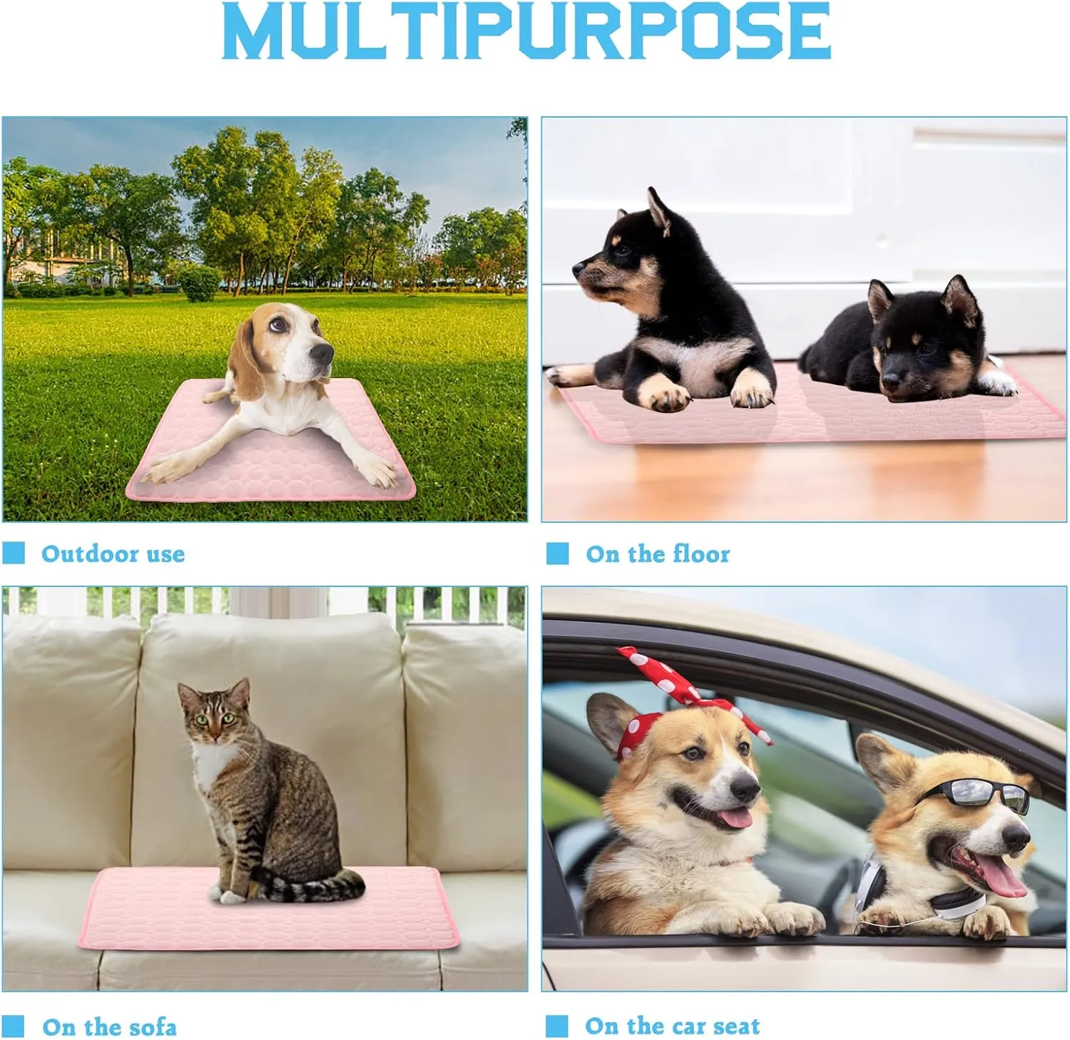 Dog Cooling Mat Large Cooling Pad Summer Pet Bed for Dogs Cats Kennel Pad Breathable Pet Self Cooling Blanket Dog Crate Sleep Mat Machine Washable
