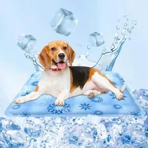 Dog Cooling Mat, Pressure Activated Pet Cool Mat for Dogs & Cats - Portable Reversible Cold Gel Cooling Pad, Keep Pet Cool Without Electricity, Ideal for Home, Crate & Travel (Light Blue, L)