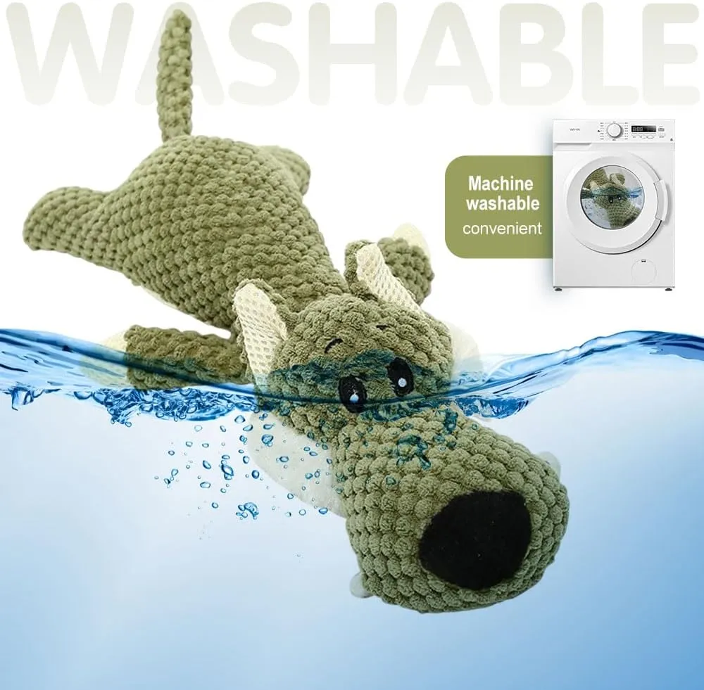 Dog Plush Toys for Aggressive Chewers, 2025 New Interactive Dog Toys for Heavy Chewers Durable Chew Toys Dog Plush Toy, Upgrade Dog Toys Indestructible Dog Puppy Squeaky Chew Toys (Grey)