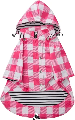 Dog rain Coat Waterproof Raincoat Puppy Jacket with Legs Buttons Zipper Hood Drawstring Fit for Yorkie Terrier Schnauzer Poodle Border Collie Labrador Golden Retriever 8lbs to 80lbs Pink XL