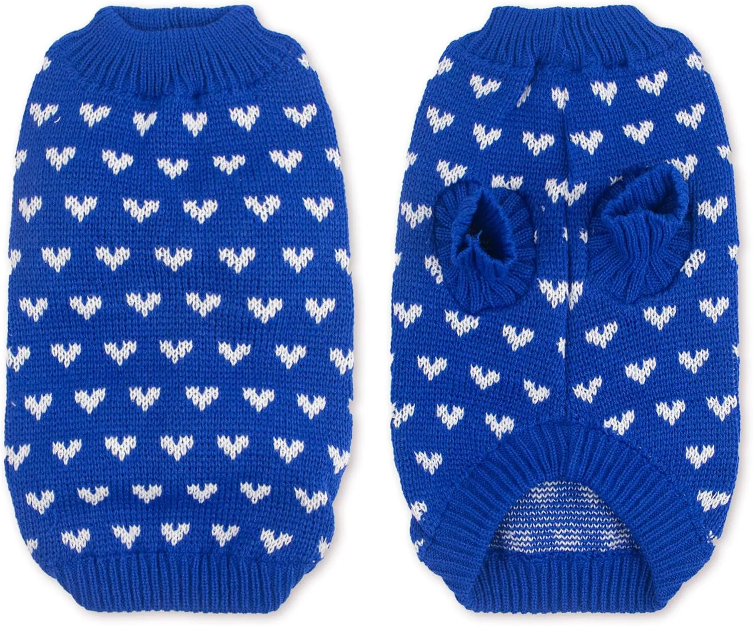 Dog Sweater Heart Puppy Sweater Warm Soft Pet Cloth Dog Outfits for Small Dogs and Cats (Blue, S)