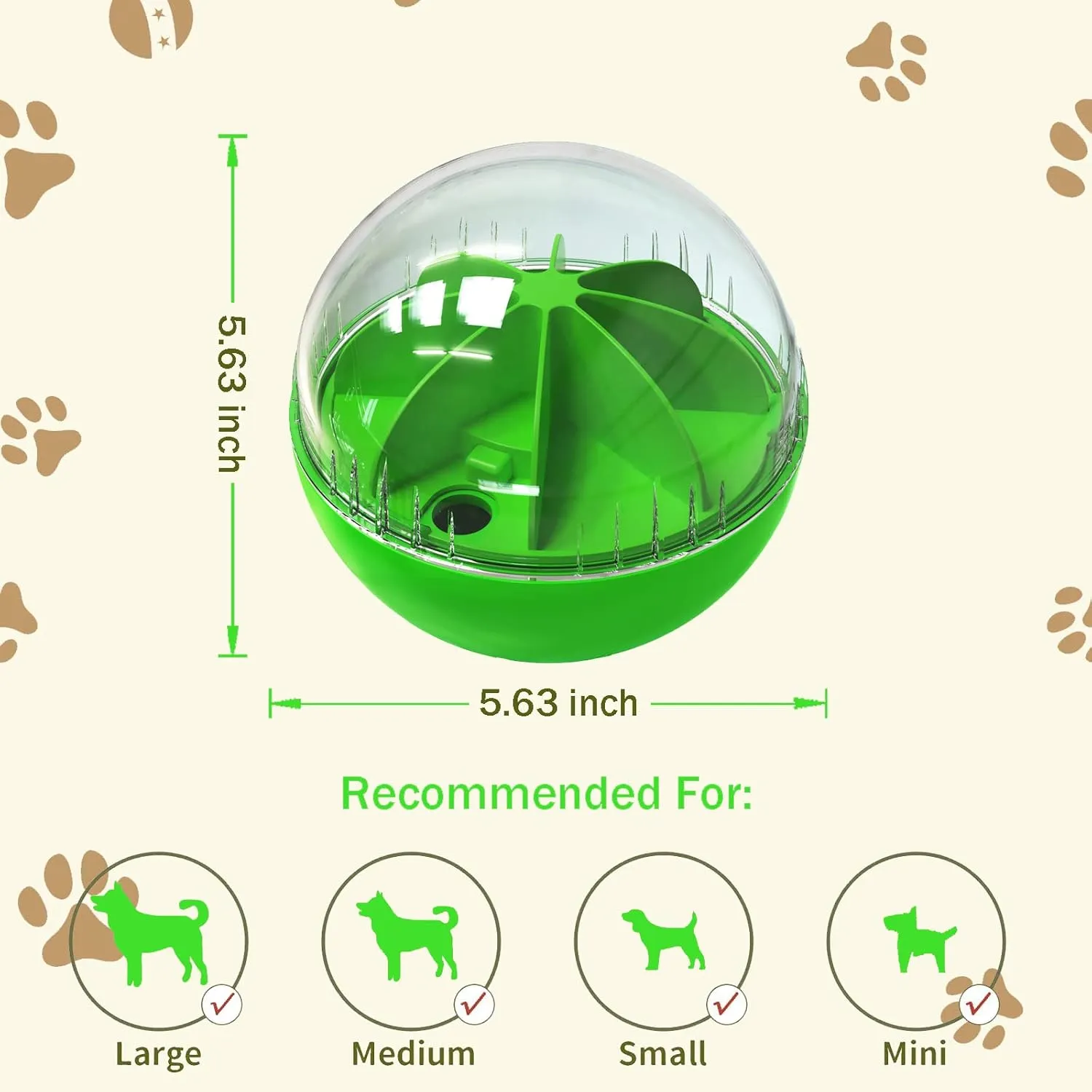 Dog Toys - Interactive Puzzle Feeder Balls for Large Dogs, Funny Squeaky Toys for Chewers (Green)