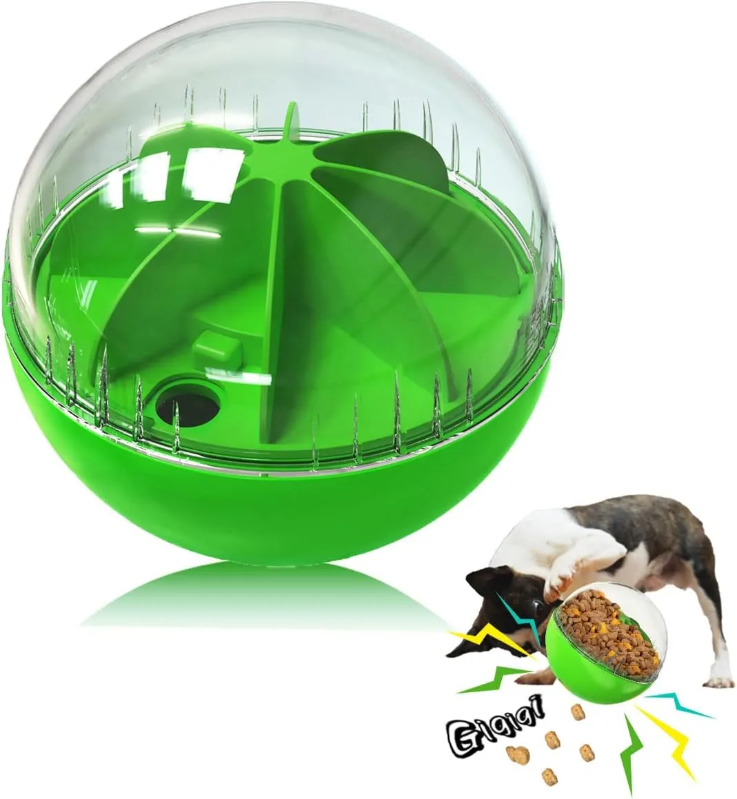 Dog Toys - Interactive Puzzle Feeder Balls for Large Dogs, Funny Squeaky Toys for Chewers (Green)