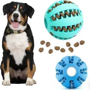 Dog Toys to Keep Them Busy. Dog Toy Treat Dispenser. Dog Puzzle Toy Teething and Feeding. Treat Toy Ball 2 Size All Breed Sizes (Medium and Large, Blue & Green Mint)