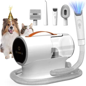 Dog Vacuum for Shedding Grooming, 12000pa Suction Dog Hair Vacuum, Dog Grooming Kit with 2l Dust Cup, Low Noise, 3 Levels, 5 Grooming Tools