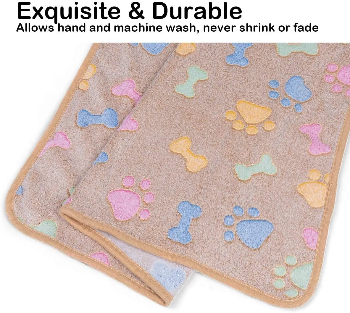 Dono 1 Pack 3 Dog Blankets, Soft Fluffy Fleece Pet Blanket Warm Sleep Mat Paw Print Design Puppy Kitten Throw Blanket Doggy Mat Blanket for Dogs