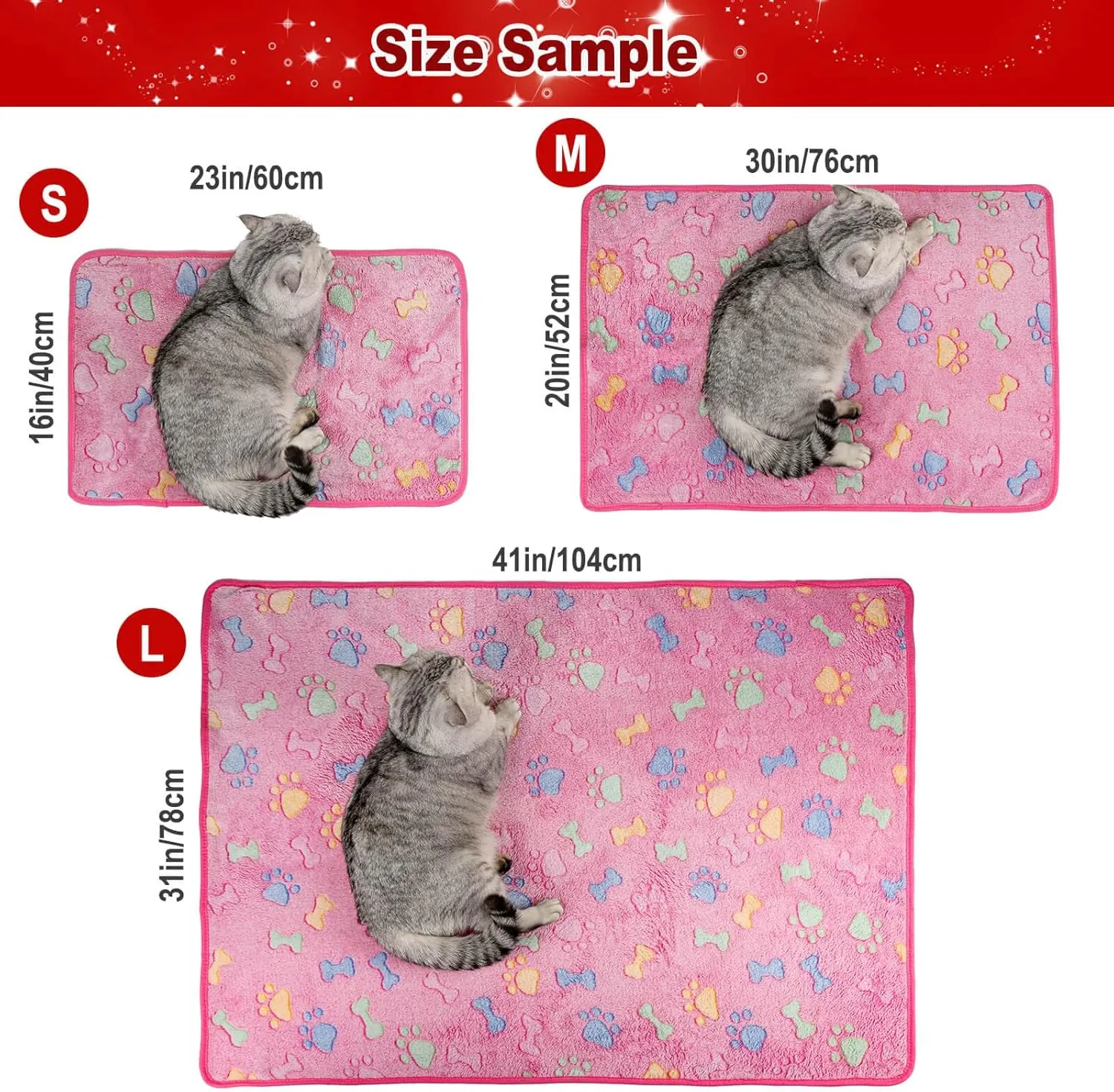 Dono 1 Pack 3 Dog Blankets, Soft Fluffy Fleece Pet Blanket Warm Sleep Mat Paw Print Design Puppy Kitten Throw Blanket Doggy Mat Blanket for Dogs