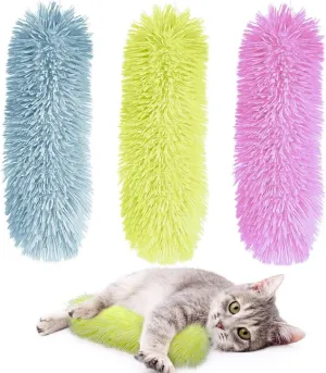 Dorakitten Catnip Toys for Indoor Kittens: 3-Piece Pillow Toys - Interactive Kitten Kicker with Crinkle Plush Cat Chew Teething Toys (Pink & Blue & Yellow)