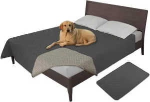 Easy-Going 100% Waterproof Dog Bed Cover Furniture Protector Sofa Cover Non-Slip Washable Reusable Incontinence Bed Underpads for Pets Kids Children Dog Cat (96x82 in, Dark Gray)