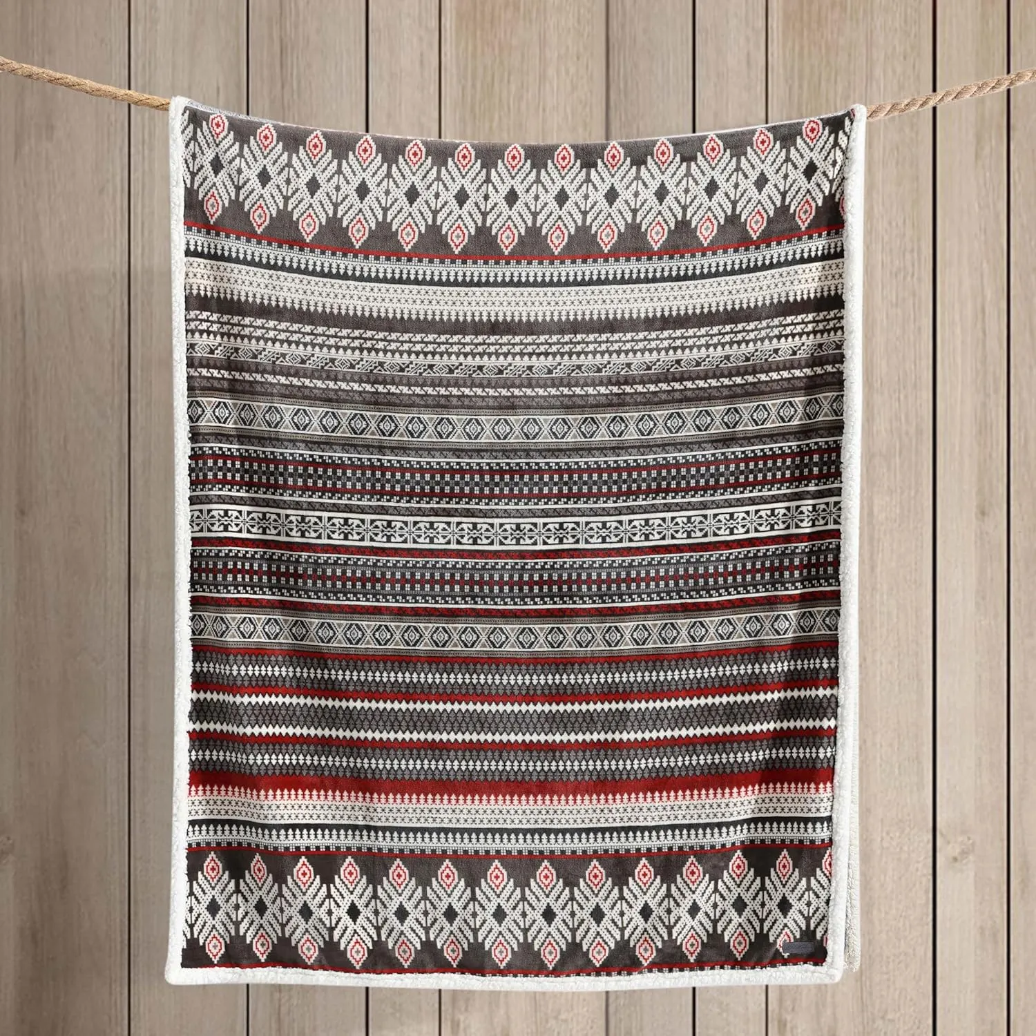 Eddie Bauer - Blanket, Super Soft Reversible Sherpa & Brushed Fleece Bedding, Throw Blankets for Couch, Ideal for Lounging (Sycamore Red)