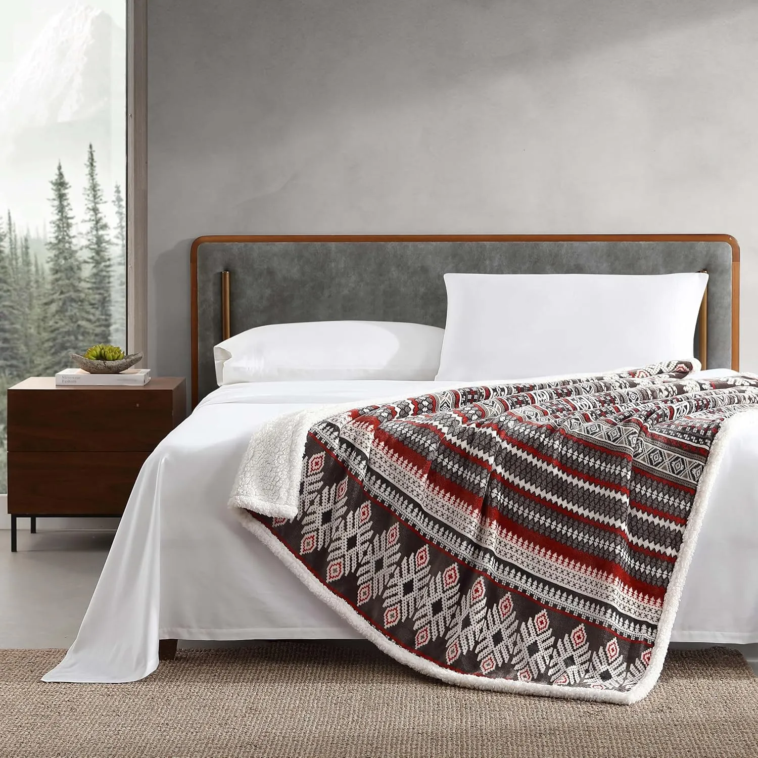 Eddie Bauer - Blanket, Super Soft Reversible Sherpa & Brushed Fleece Bedding, Throw Blankets for Couch, Ideal for Lounging (Sycamore Red)