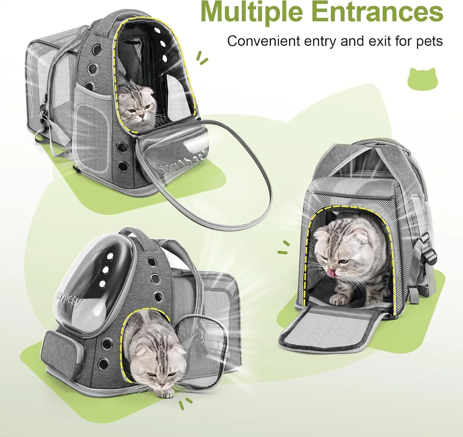 Expandable Cat Backpack,Cat Bubble Backpack Carrier for Carrying Cats, Pets and Small Dogs,Airline-Approved,Designed for Travel, Hiking, Walking,Car Grey