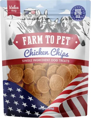 Farm To Pet - Dog Training Treats - Chicken Chips, Single Ingredient, Lean, All Natural, Healthy Dog Treats for Small, Medium, Large Breeds, & Puppies, Made in USA