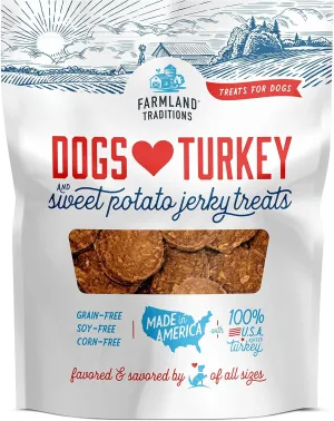 Farmland Traditions Filler Free Dogs Love Turkey & Sweet Potato Premium Jerky Treats for Dogs, 6 oz. Bag