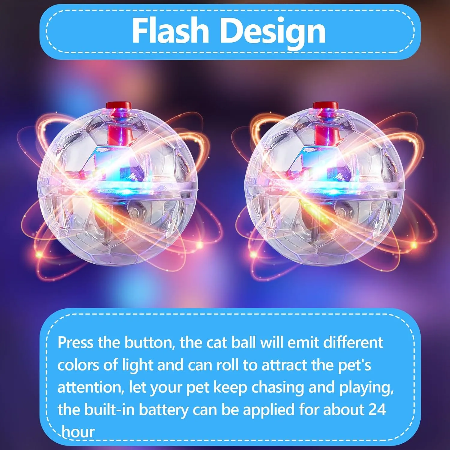 Frienda 4 Pieces Ghost Hunting Cat Ball Motion Light up Cat Balls LED Motion Activated Pet Ball Motion Light up Interactive Toys Pet Glowing Mini Running Exercise Ball Toys(Transparent)