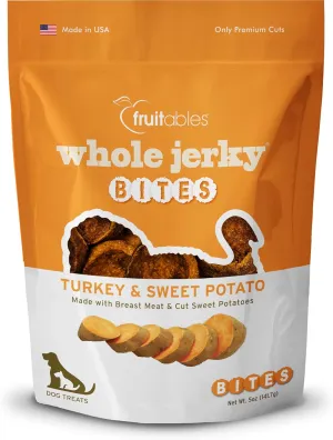 Fruitables Small Dog Treats  Whole Jerky Bites  Healthy Treats  Turkey & Sweet Potato Flavor  5 Ounces