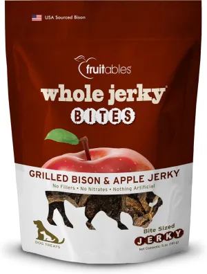 Fruitables Whole Jerky Dog Treats | Jerky Treats for Dogs | Gluten Free, Grain Free, Wheat Free | Made with Premium Meat and No Added Fillers | Grilled Bison and Apple | 5 Ounces