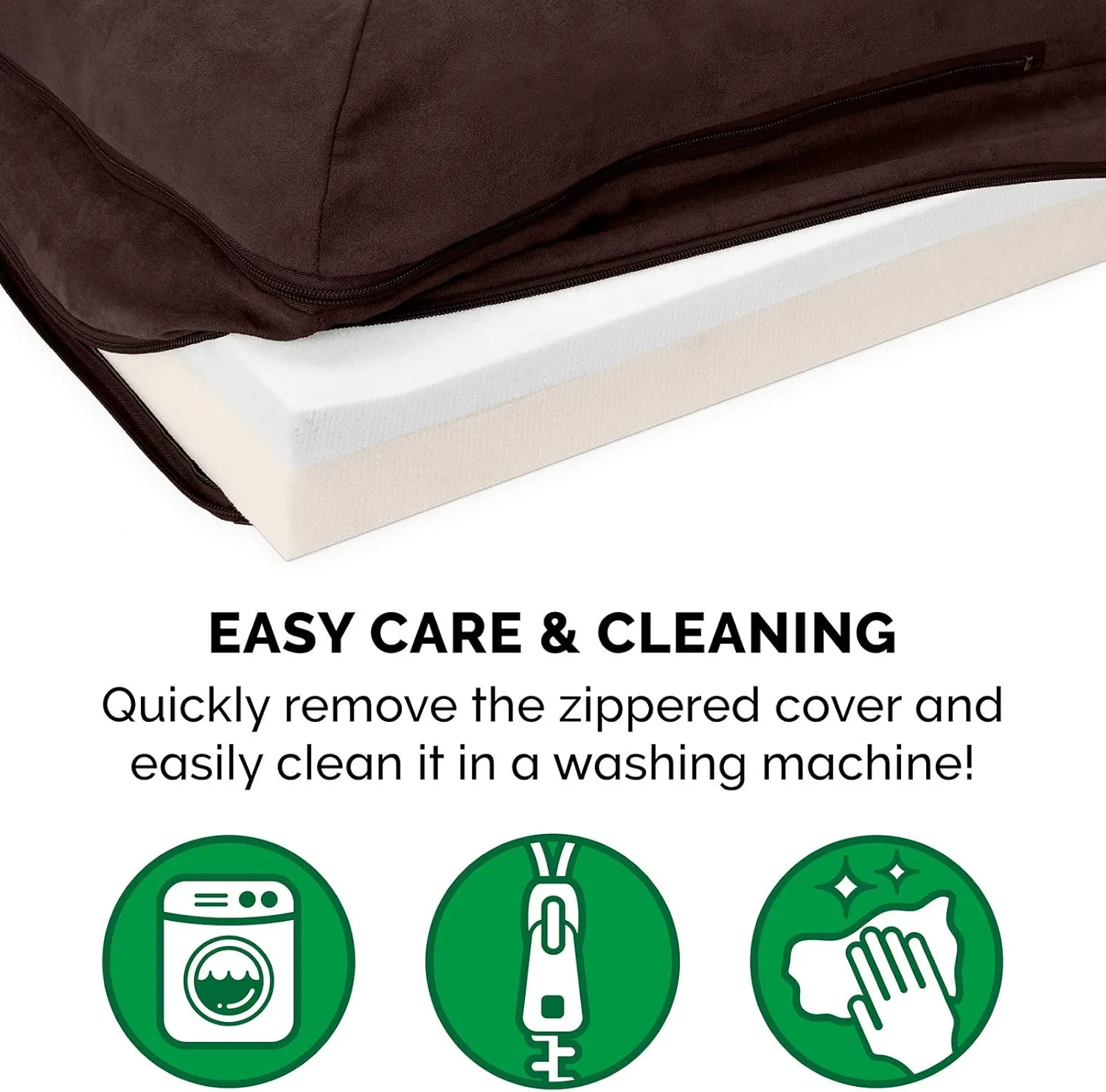 Furhaven Memory Foam Dog Bed for Large Dogs w/ Removable Bolsters & Washable Cover, For Dogs Up to 95 lbs - Two-Tone Plush Faux Fur & Suede L Shaped Chaise - Espresso, Jumbo/XL