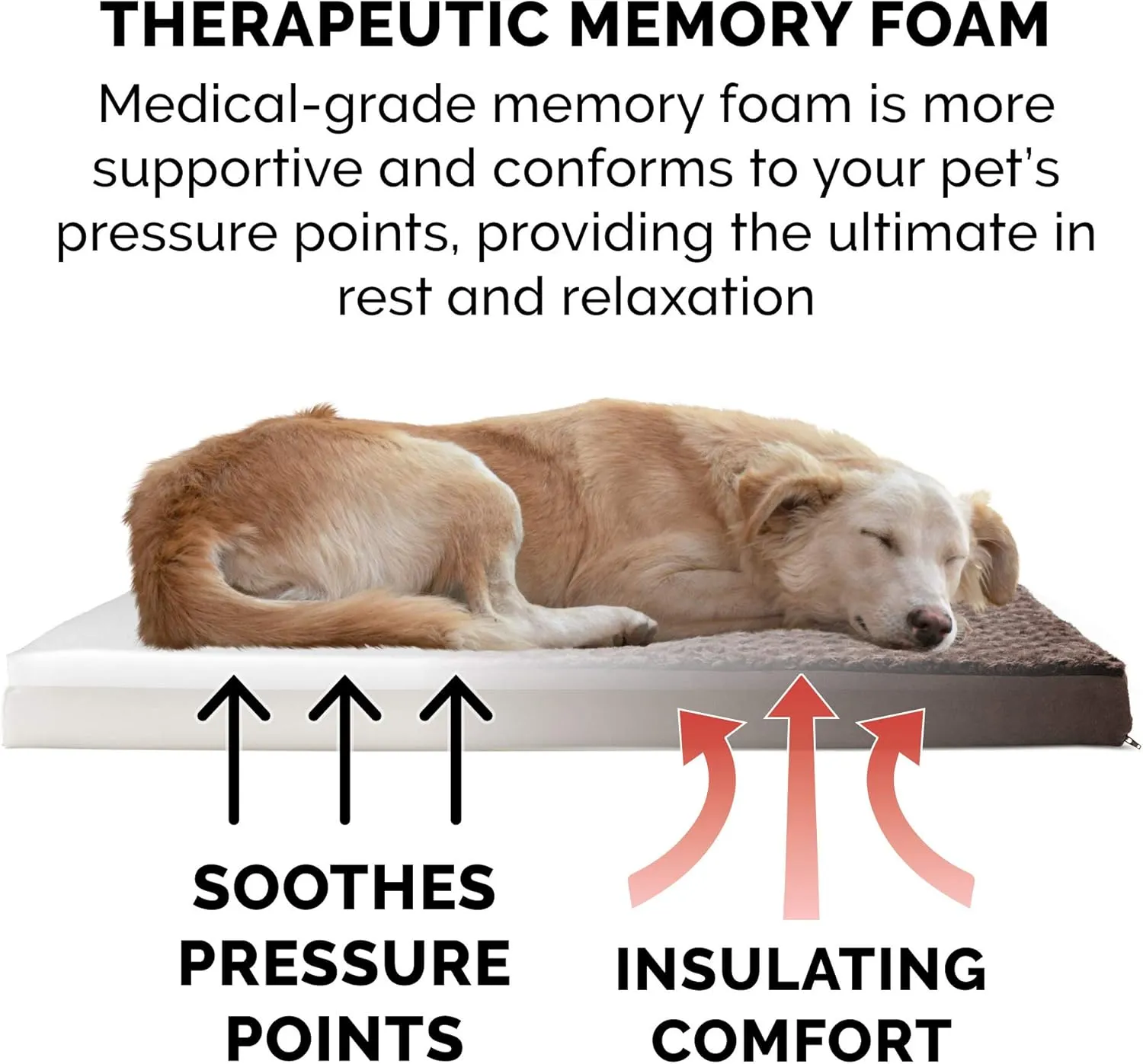 Furhaven Memory Foam Dog Bed for Large Dogs w/ Removable Washable Cover, For Dogs Up to 95 lbs - Ultra Plush Faux Fur & Suede Mattress - Chocolate, Jumbo/XL