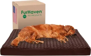 Furhaven Memory Foam Dog Bed for Large Dogs w/ Removable Washable Cover, For Dogs Up to 95 lbs - Ultra Plush Faux Fur & Suede Mattress - Chocolate, Jumbo/XL