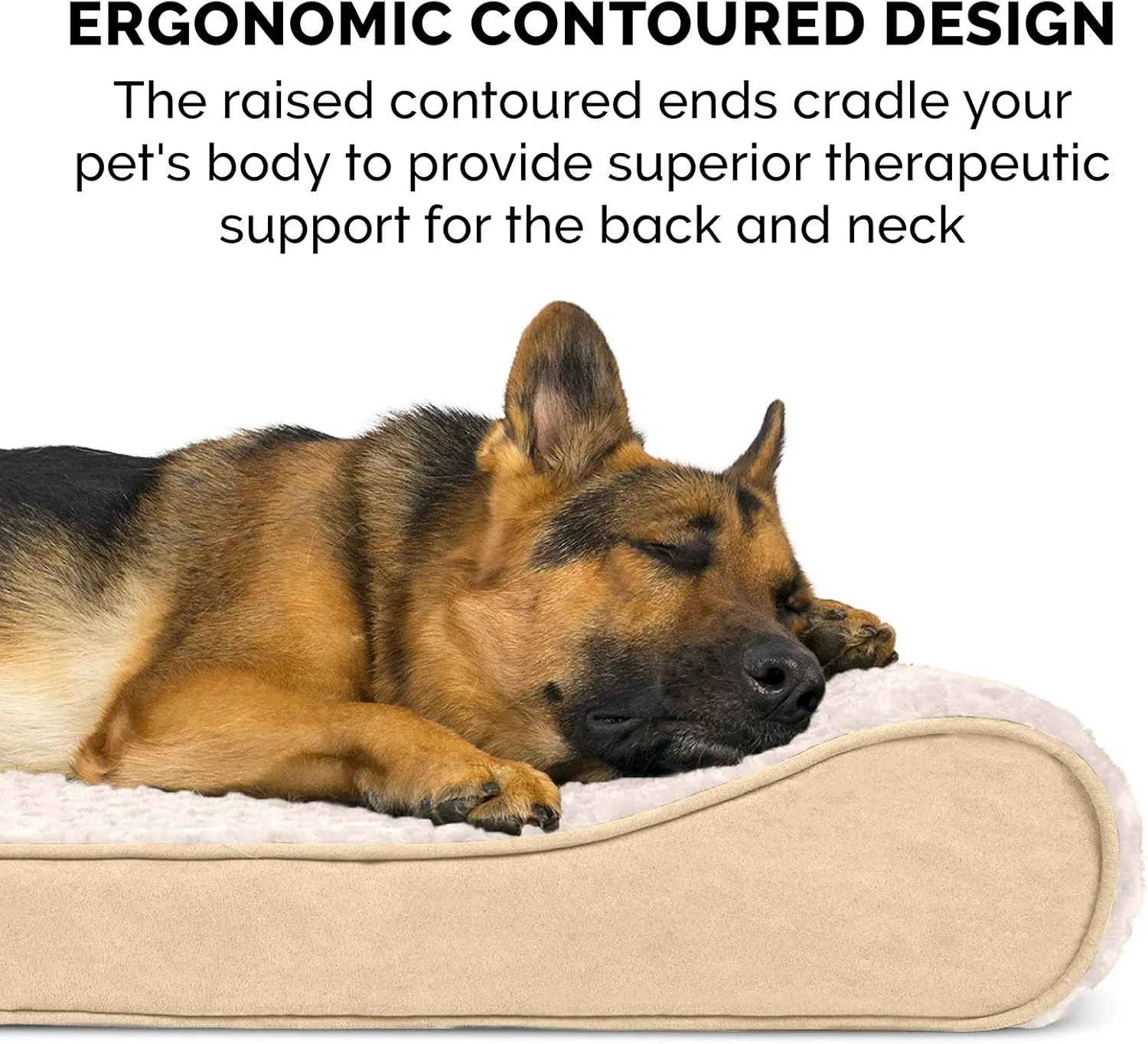 Furhaven Memory Foam Dog Bed for Large/Medium Dogs w/ Removable Washable Cover, For Dogs Up to 38 lbs - Ultra Plush Faux Fur & Suede Luxe Lounger Contour Mattress - Cream, Large