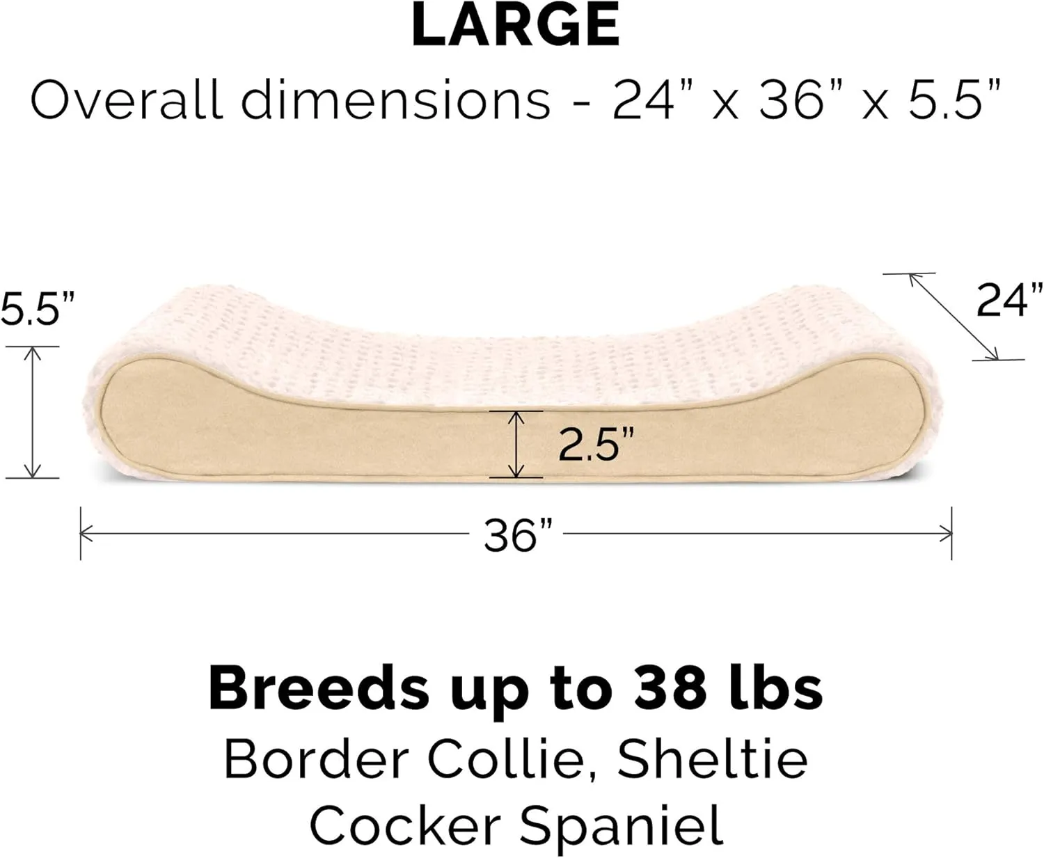 Furhaven Memory Foam Dog Bed for Large/Medium Dogs w/ Removable Washable Cover, For Dogs Up to 38 lbs - Ultra Plush Faux Fur & Suede Luxe Lounger Contour Mattress - Cream, Large