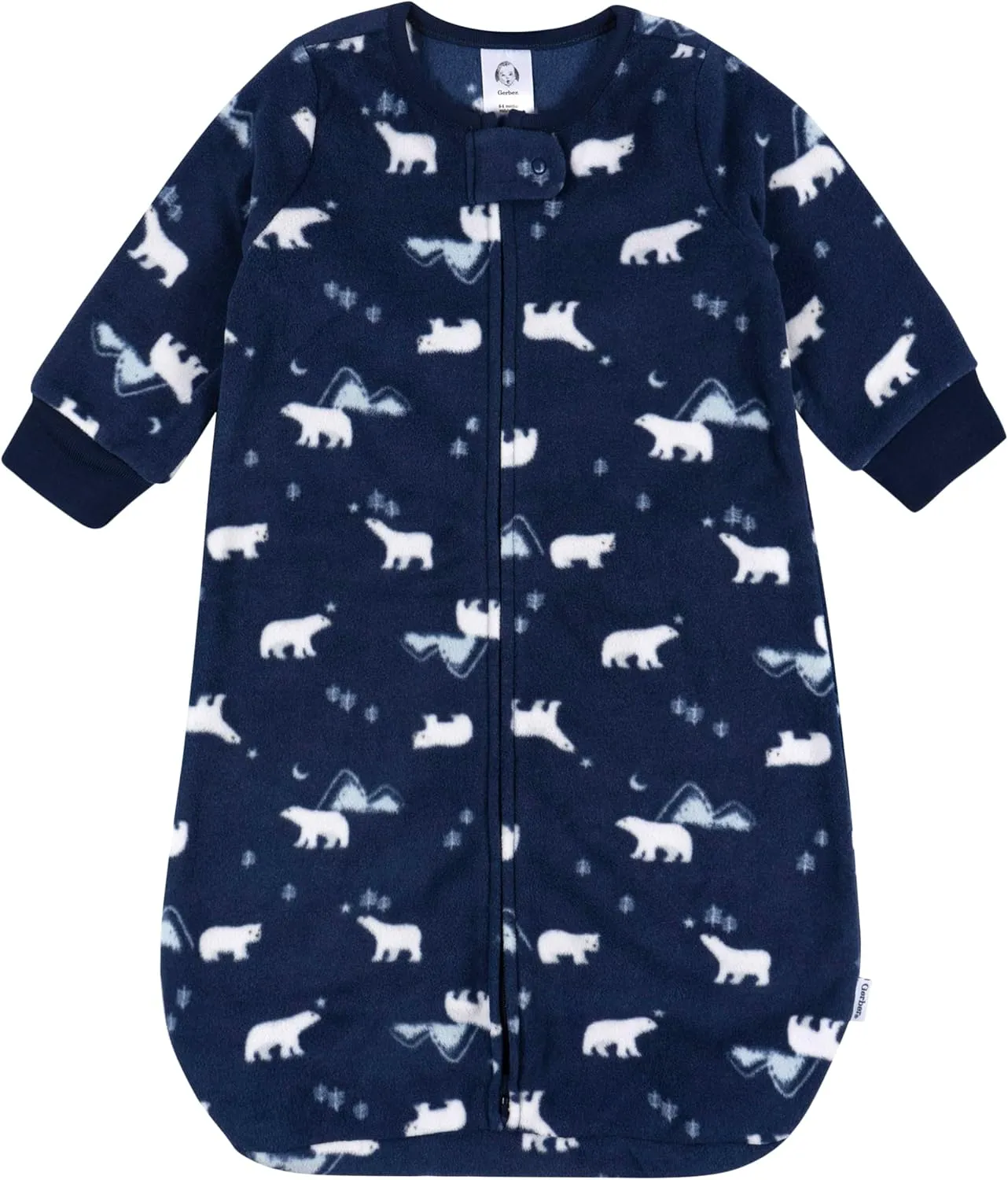 Gerber Baby Unisex Fleece Wearable Blanket, Polar Bears, 0-6 Months