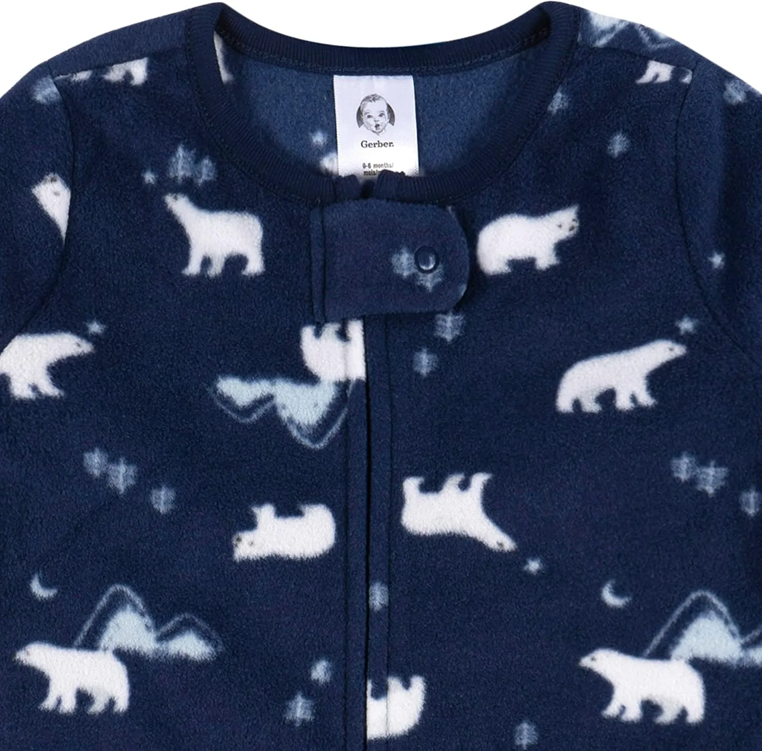 Gerber Baby Unisex Fleece Wearable Blanket, Polar Bears, 0-6 Months