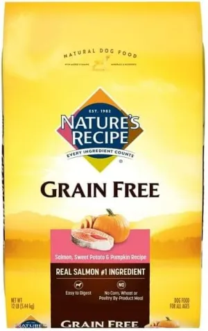 Grain Free Salmon, Sweet Potato & Pumpkin Recipe, Dry Dog Food, 12 Lb, No Artificial Flavors, Colors, Or Preservatives