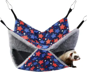 Guinea Pig Hideout Toys Ferret Hammock Rat Hammock Large,Small Animal Chinchilla Bed for Hamster Tunnel Squirrel Sugar Glider Cage Accessories Set Hanging for Hide,Single Hammock,Blue