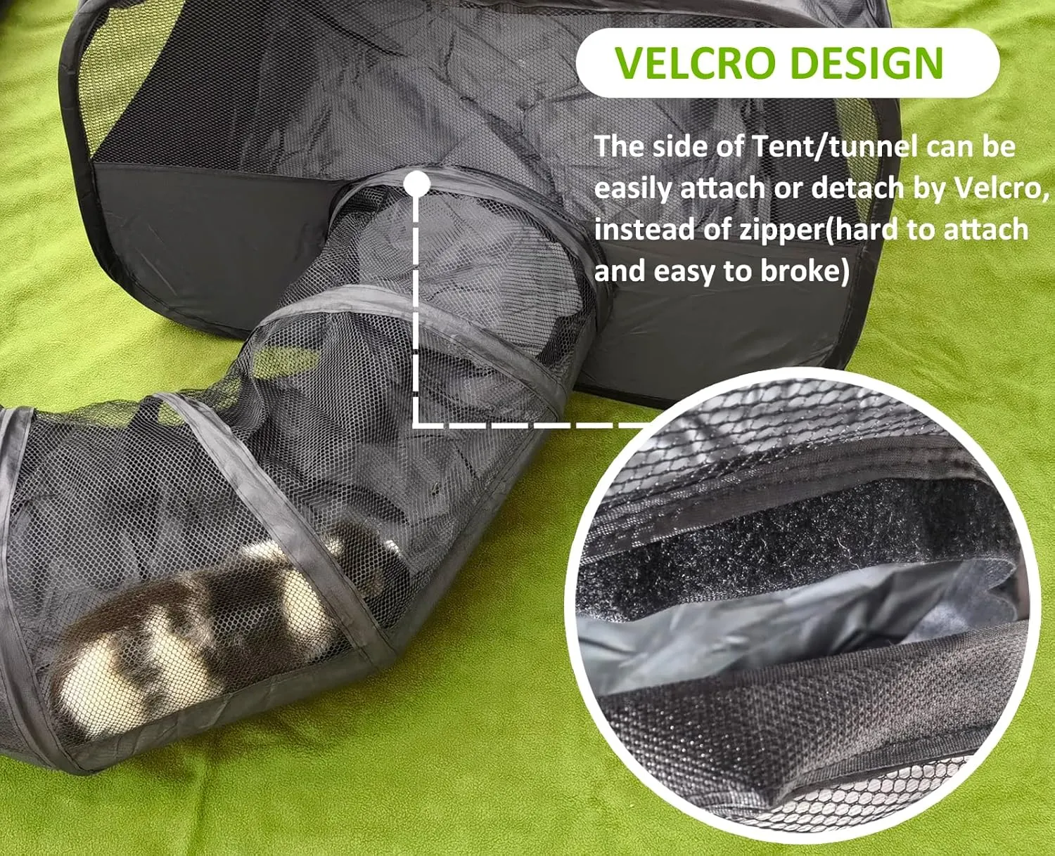 Guinea Pigs Playpen with Surround Tunnel,Pop Open Tent with Tube for Dwarf Rabbits,Chinchilla,Ferret and Other Small Animals to Run and Exercise Indoor or Outdoor (Playpen with Tunnel)