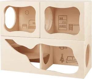 Hamster Hideout Wooden Multi Chamber Habitat for Small Animals. Ideal for Syrian, Dwarf Hamsters, Gerbils, Hedgehogs, Rats & Mice