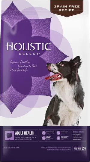 Holistic Select Natural Grain Free Dry Dog Food, Deboned Turkey & Lentils Recipe, 24-Pound Bag