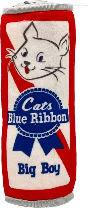 Huxley & Kent Kicker Cat Toy | Cats Blue Ribbon | Large Strong Catnip Filled Crinkle Cat Toy | Plush and Burlap Toy Promotes Natural Hunting Instinct | Kittybelles