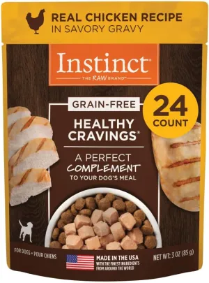 Instinct Healthy Cravings Natural Wet Dog Food Topper, Grain Free Recipe - Real Chicken, 3 oz. Pouches (Pack of 24)