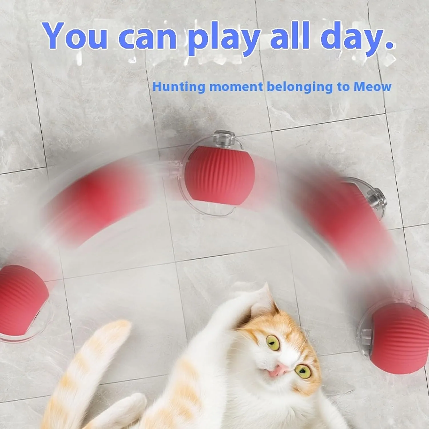 Interactive Cat Toy Ball 2025, Smart Automatic Rolling Ball for Indoor Cats, Fast Moving Mouse Cord Design, Self-Rolling Cat Toy on Carpet, Fun Gift for Kittens & Cats (Red)