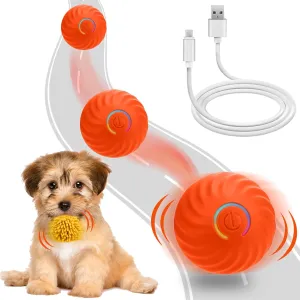 Interactive Dog Toys - Self Rolling Dog Ball with Anti-Chewer Cover for Small/Medium Puppy, Active Motion Activated Toys That Move on its Own, Orange