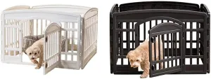 IRIS USA 24 4-Panel Playpens for Dog, Puppy, Black and White Set
