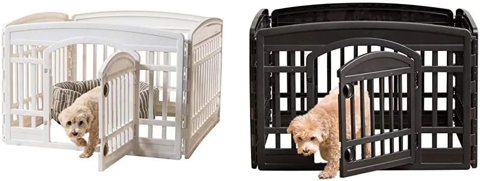 IRIS USA 24 4-Panel Playpens for Dog, Puppy, Black and White Set