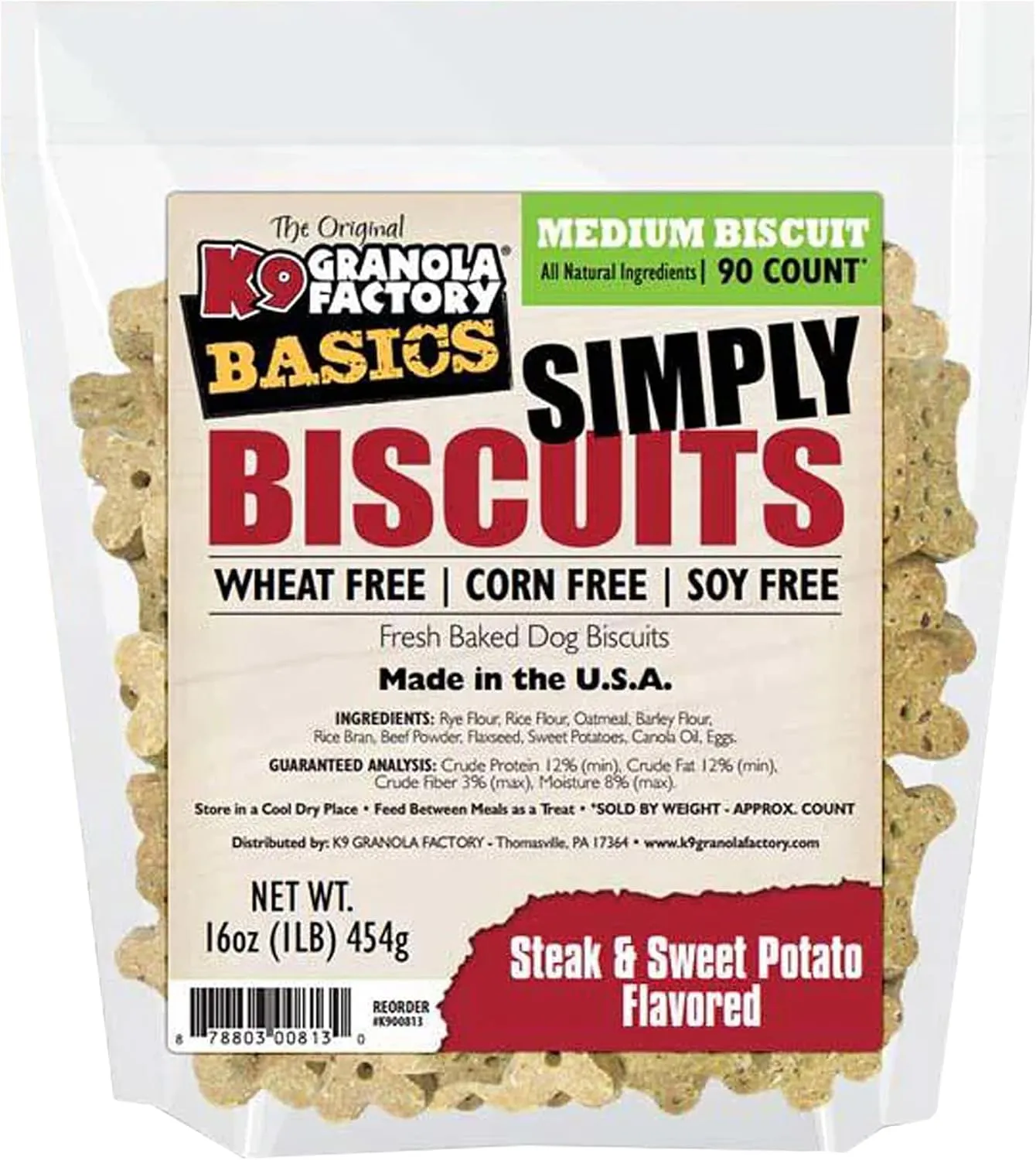 K9 Granola Factory Simply Biscuits With Steak And Sweet Potato, Medium