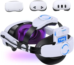 Kawaye 7500mAh Battery Head Strap for Meta Quest 3S/Quest 3/Quest 2 Head Strap, Double Knobs Adjustable Elite Strap Replacement,VR Headset Accessories Strap Enhanced Support&Comfort&Reduce Pressure