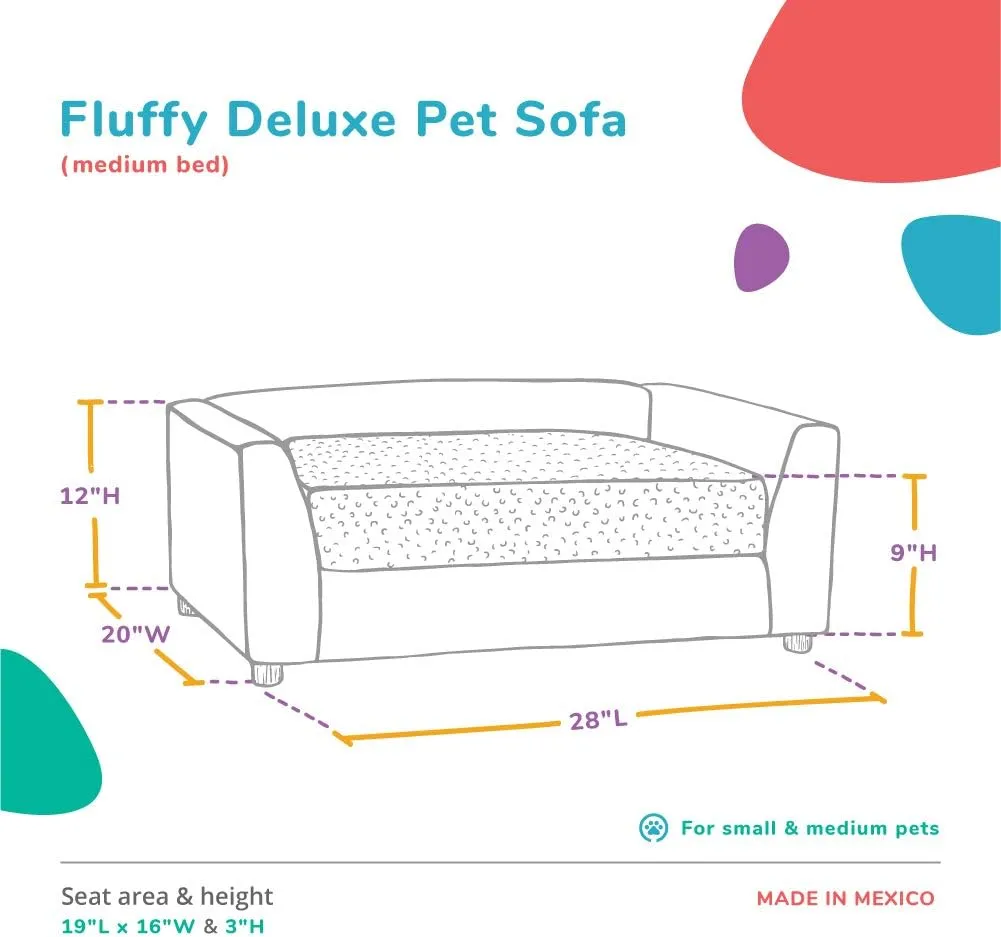 Keet Fluffy Deluxe Pet Bed, Charcoal, Medium, 28.0" L x 20.0" W x 12.0" Th