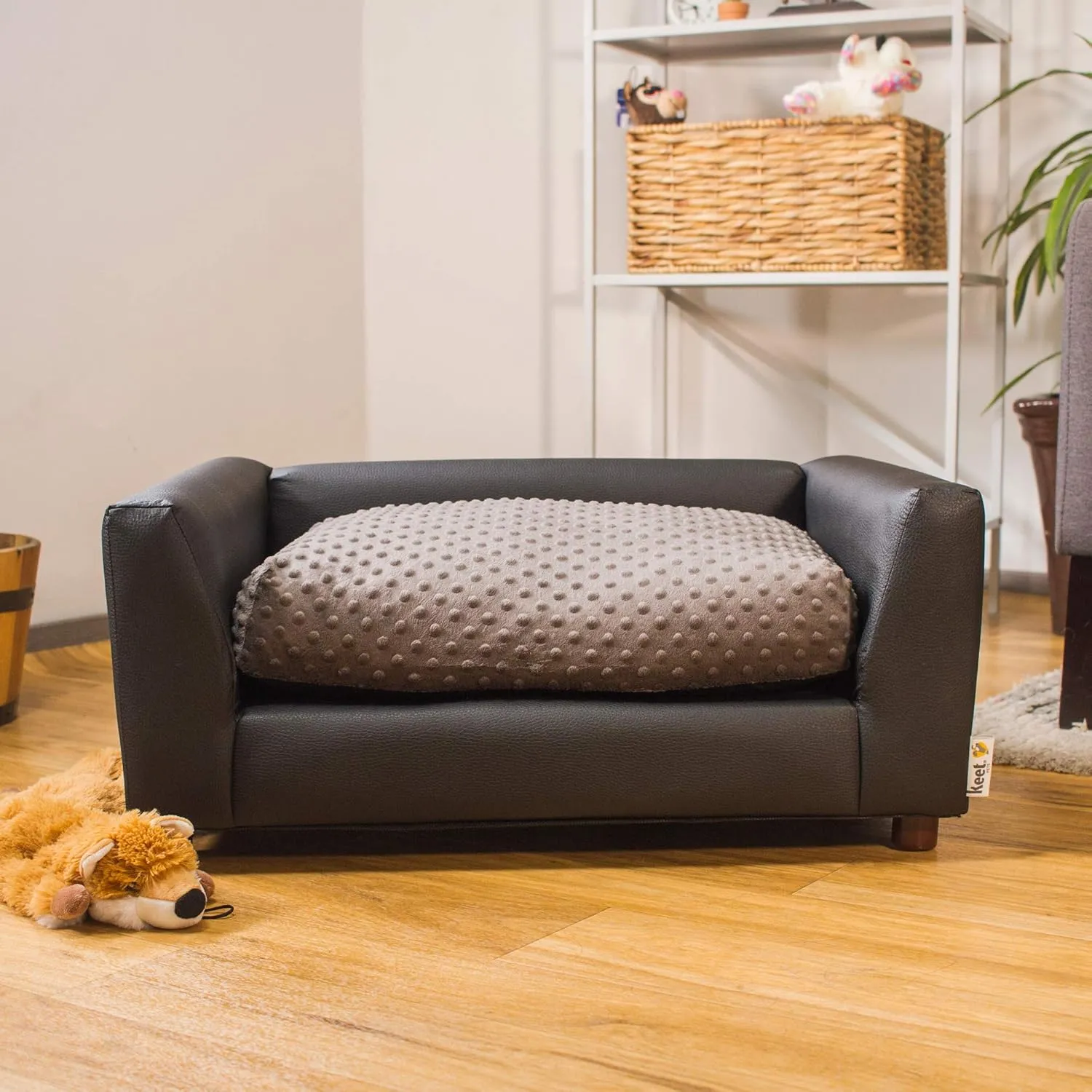 Keet Fluffy Deluxe Pet Bed, Charcoal, Medium, 28.0" L x 20.0" W x 12.0" Th