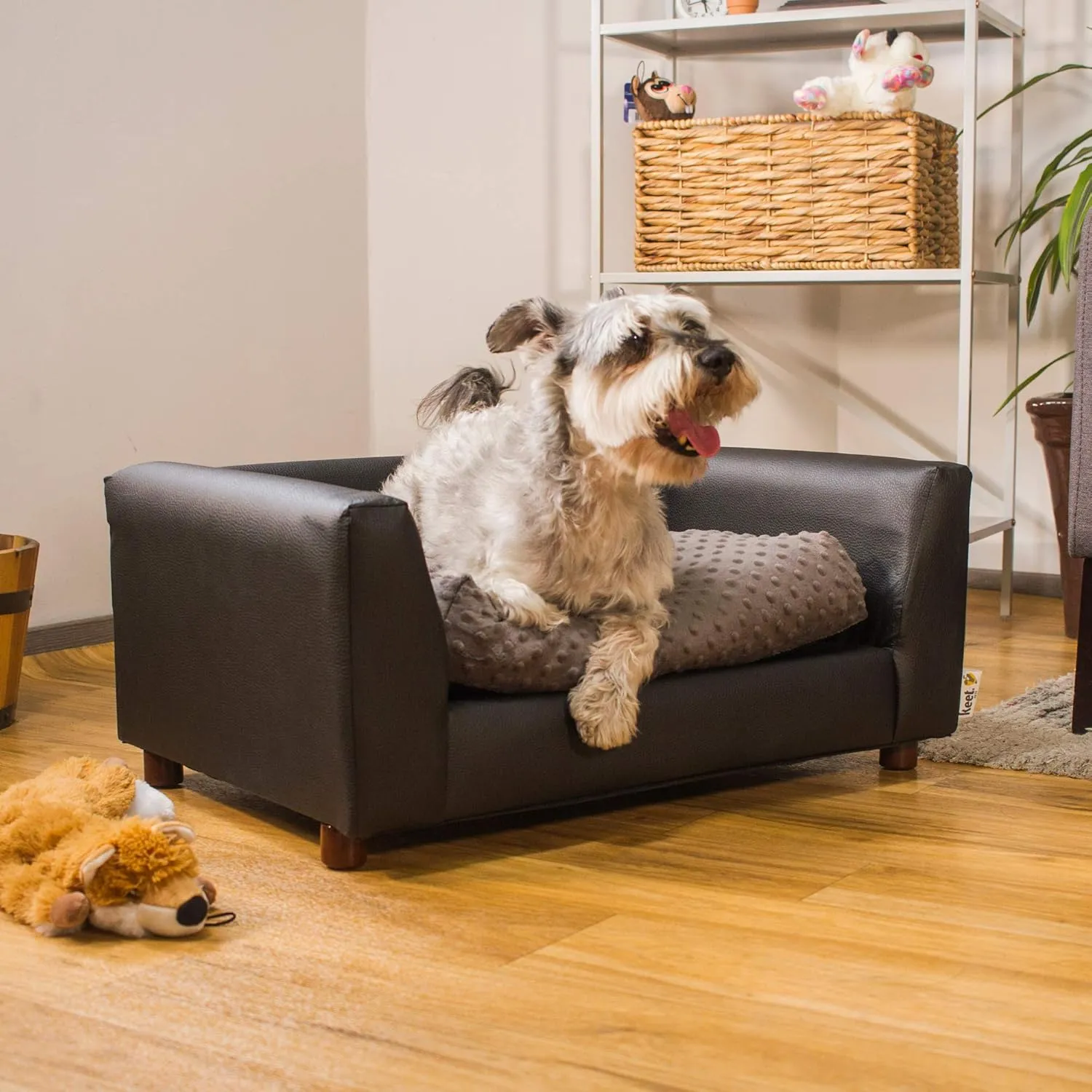 Keet Fluffy Deluxe Pet Bed, Charcoal, Medium, 28.0" L x 20.0" W x 12.0" Th