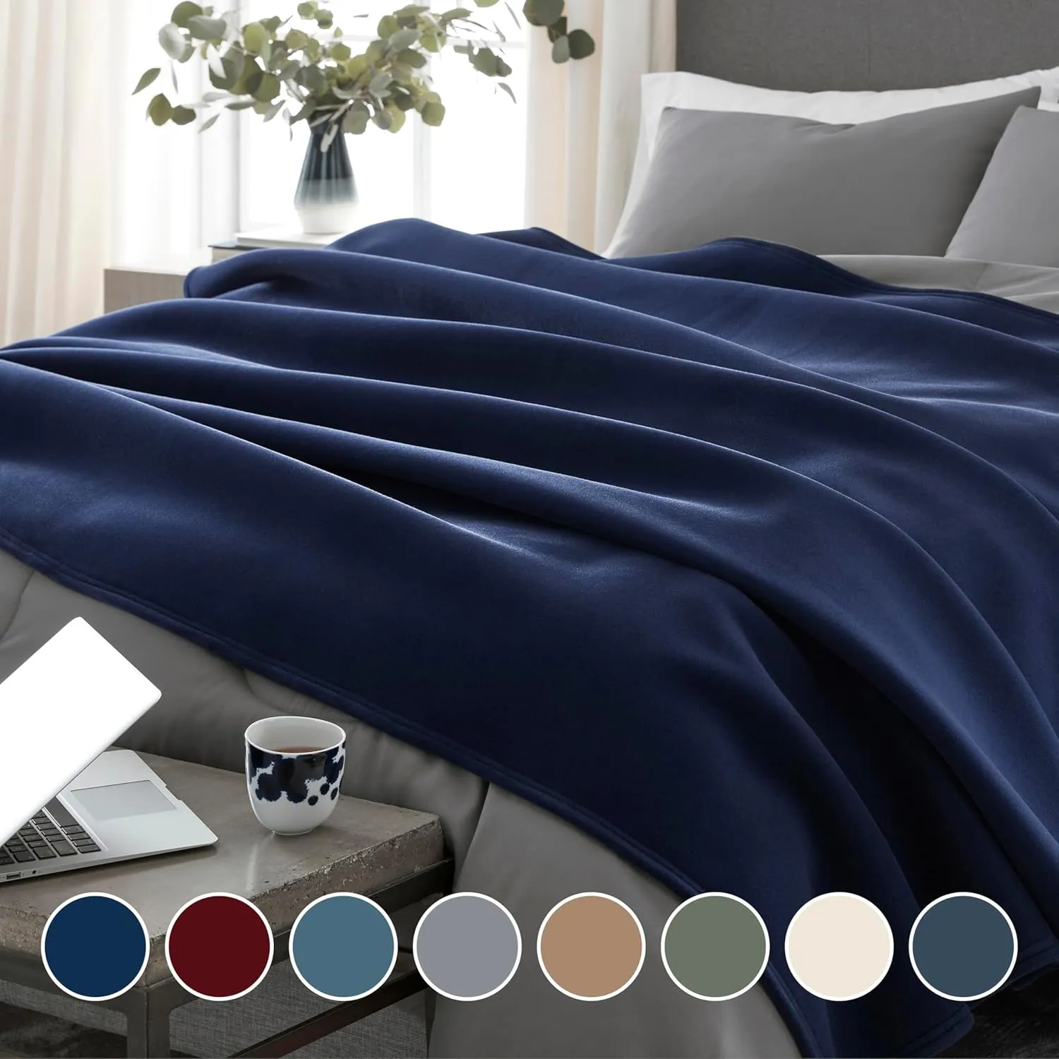 King Throw Blanket | Original Blanket | Snuggle-Ready | Durable Machine Washable Pet Friendly | All-Season Comfort | Layering Bed Sofa Blanket | Blanket for Bed | Cozy Throw Blanket | Navy