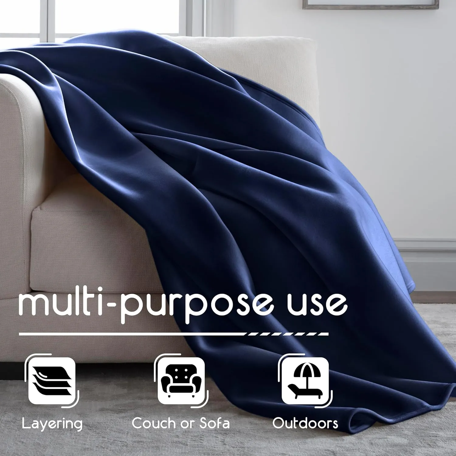 King Throw Blanket | Original Blanket | Snuggle-Ready | Durable Machine Washable Pet Friendly | All-Season Comfort | Layering Bed Sofa Blanket | Blanket for Bed | Cozy Throw Blanket | Navy