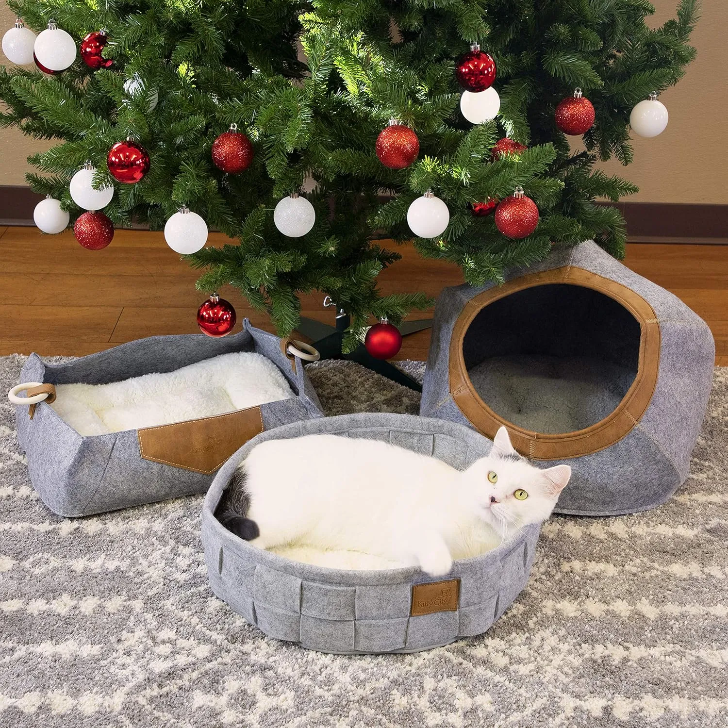 Kitty City Felt Lounge Sleeper Bed, Warm and Cozy cat Bed, Gray (CM-10068-CS01)