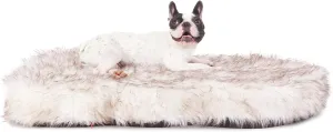 Laifug Luxury Faux Fur Dog Bed5-inch Thick Grade Ultra Soft Orthopedic Memory Foam Dog Bed with Faux Fur Cover, Plush Pup Rug with Removable CoverWaterproof LinerGray-BrownWhite