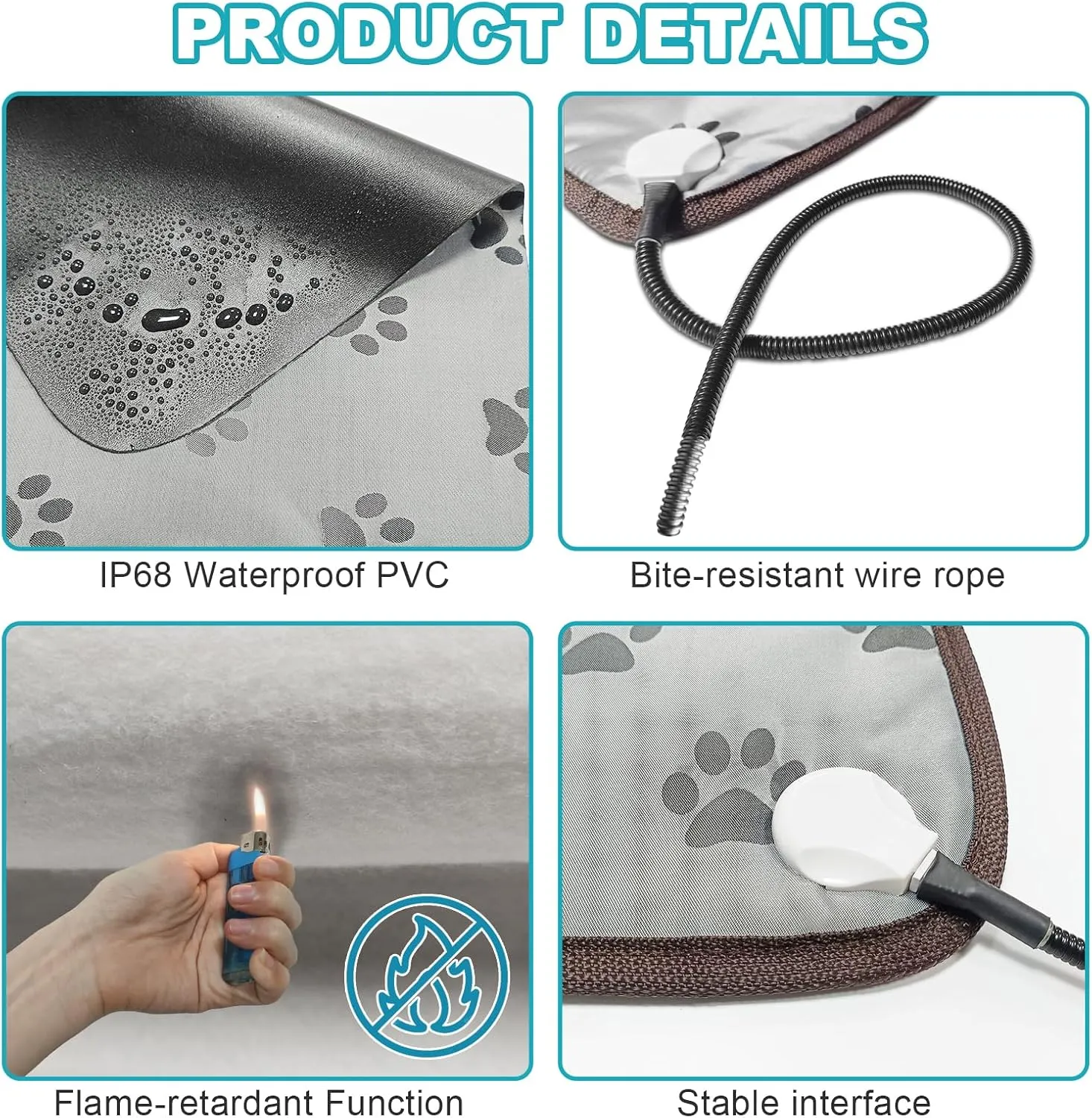 Large Dog Heating Pad 34 x 21in, Electric Heating Pads for Pets, Heated Dog Bed Mats Controller-Free, Automatic Constant Temperature Pet Heating Pad, Whelping Heating Pad