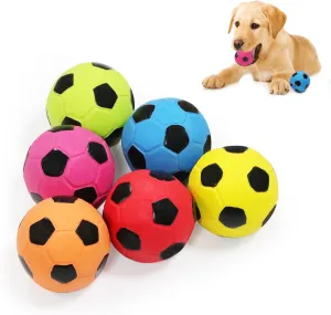 Latex Squeaky Dog Soccer Ball Toys, Dog Football Ball for Puppy Small Medium Dogs, Vibrant Colors Soccer Chew Fetch Throw Ball 6 Pcs/Set (2'')